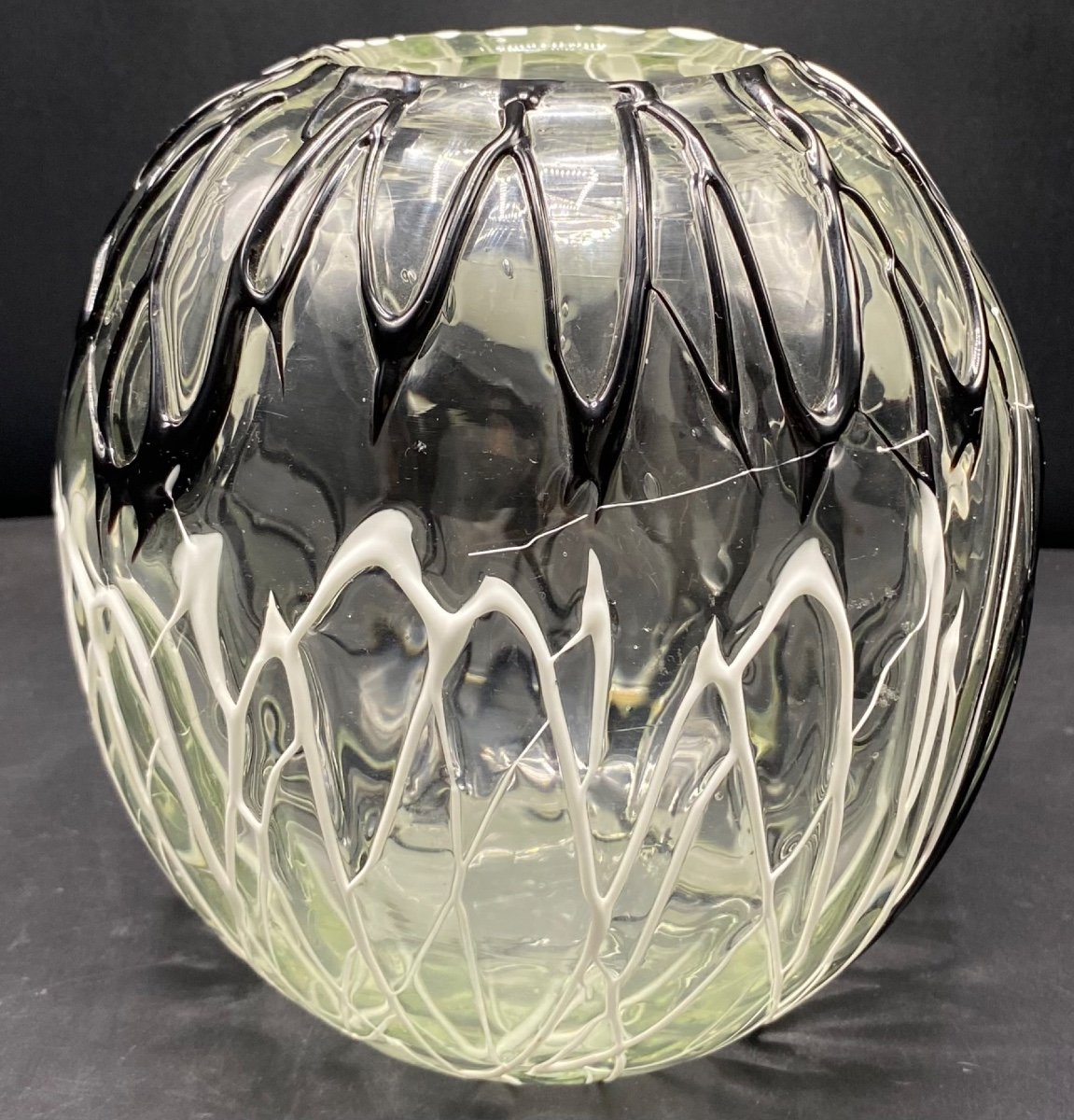 Murano Vase In Crystal And Applications Circa 1950/60-photo-3