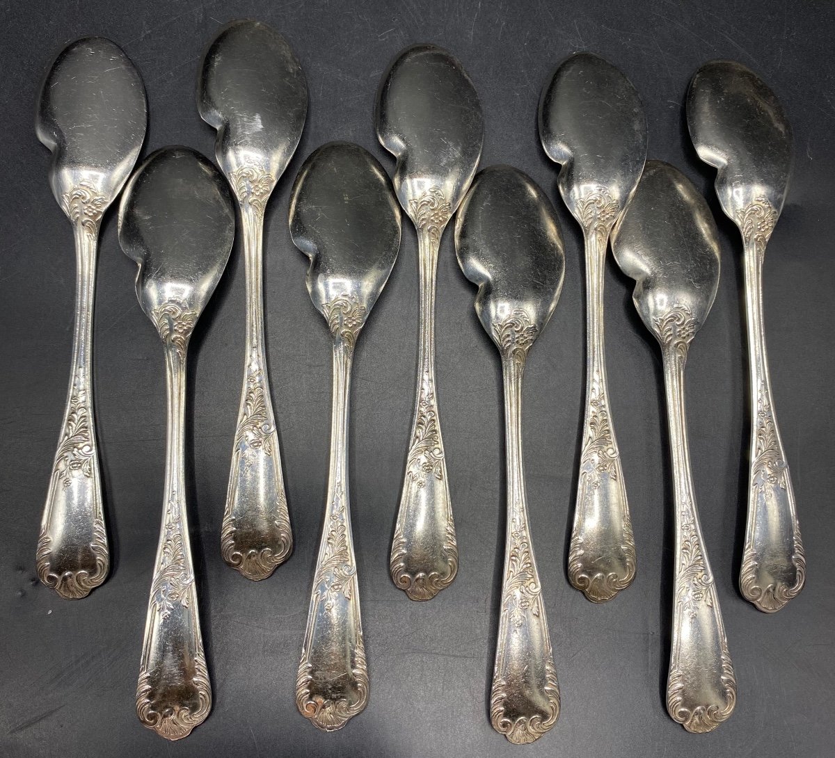 A Set Of 9 French Silver Plated Individual Sauce Spoons From The 1950s-photo-2