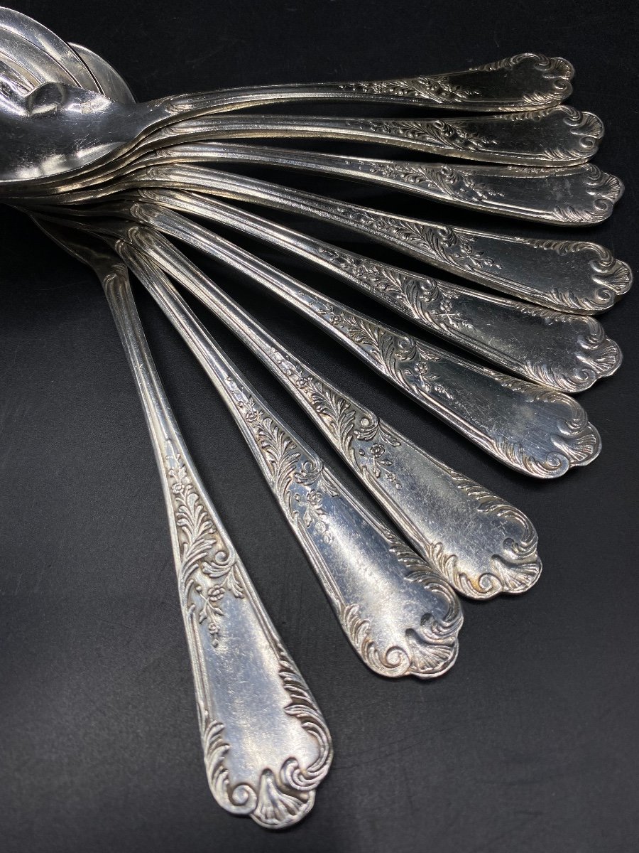 A Set Of 9 French Silver Plated Individual Sauce Spoons From The 1950s-photo-3