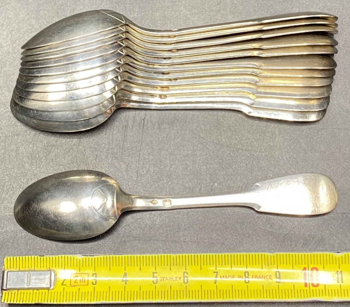 A Set Of Twelve 1930s Sterling Silver Mocha Spoons By Guelfi & Perrin-photo-1