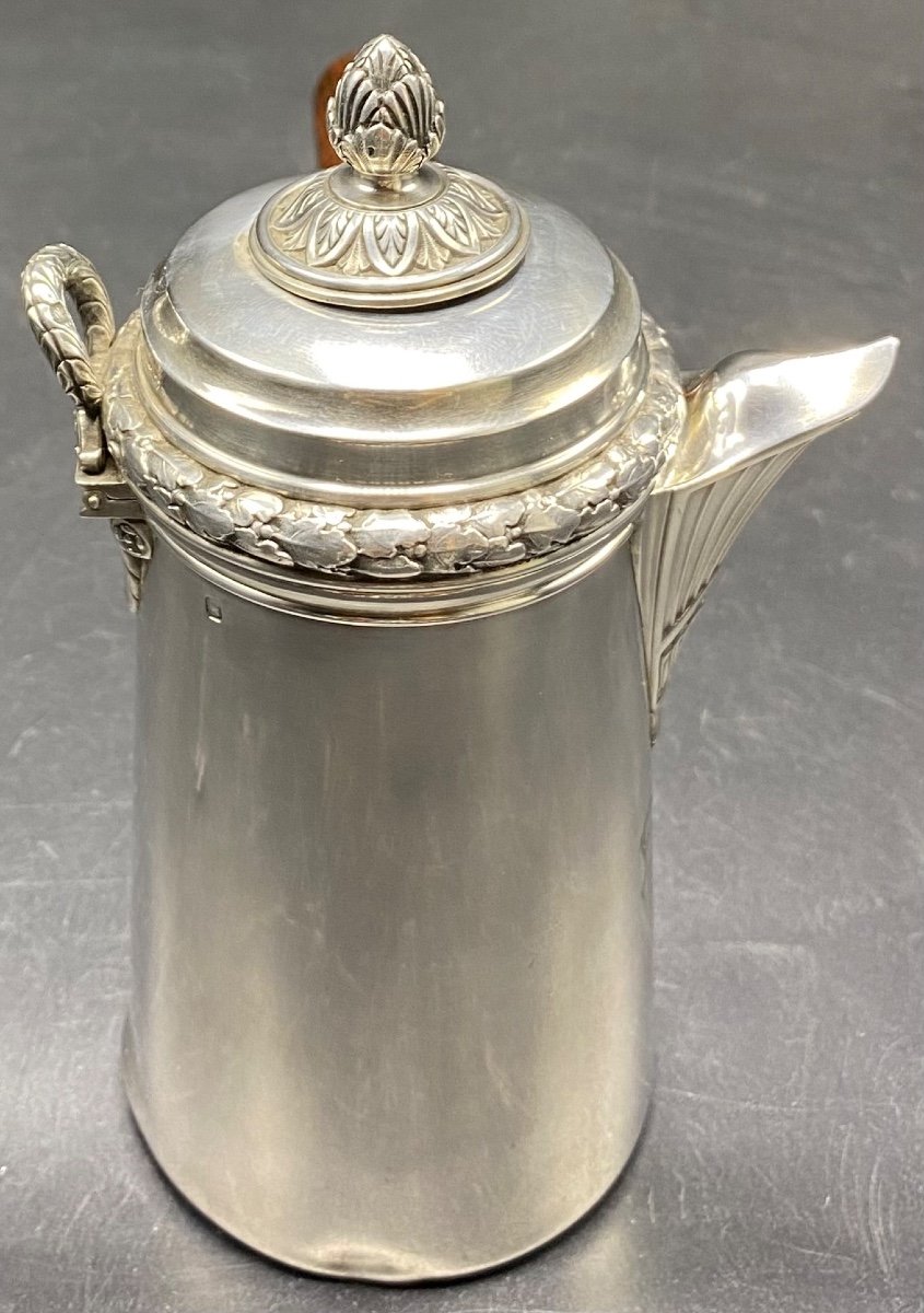 A Small Selfish Chocolate Maker In Solid Silver From The 19th Century By Risler & Carré-photo-4