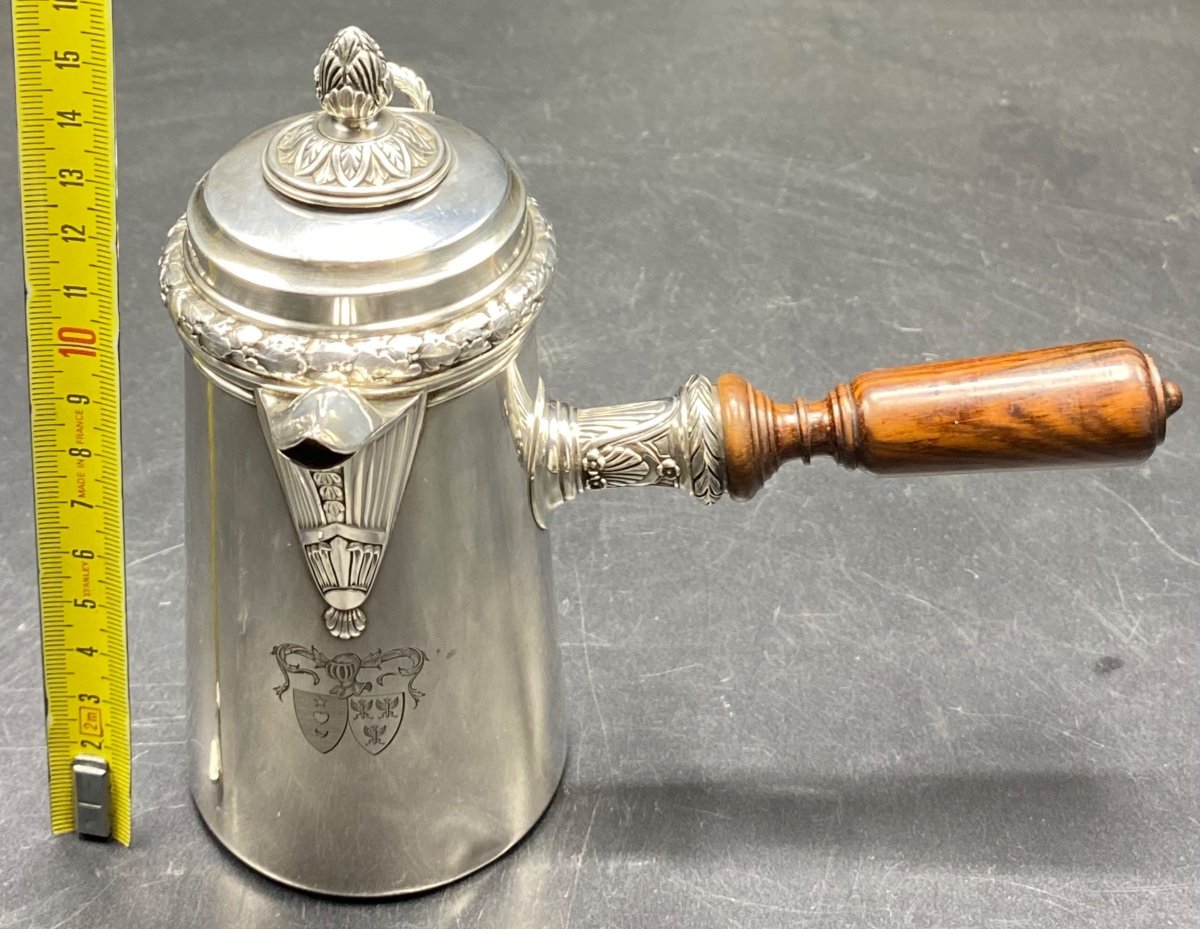 A Small Selfish Chocolate Maker In Solid Silver From The 19th Century By Risler & Carré-photo-6