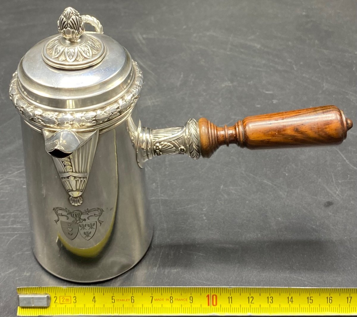 A Small Selfish Chocolate Maker In Solid Silver From The 19th Century By Risler & Carré-photo-7