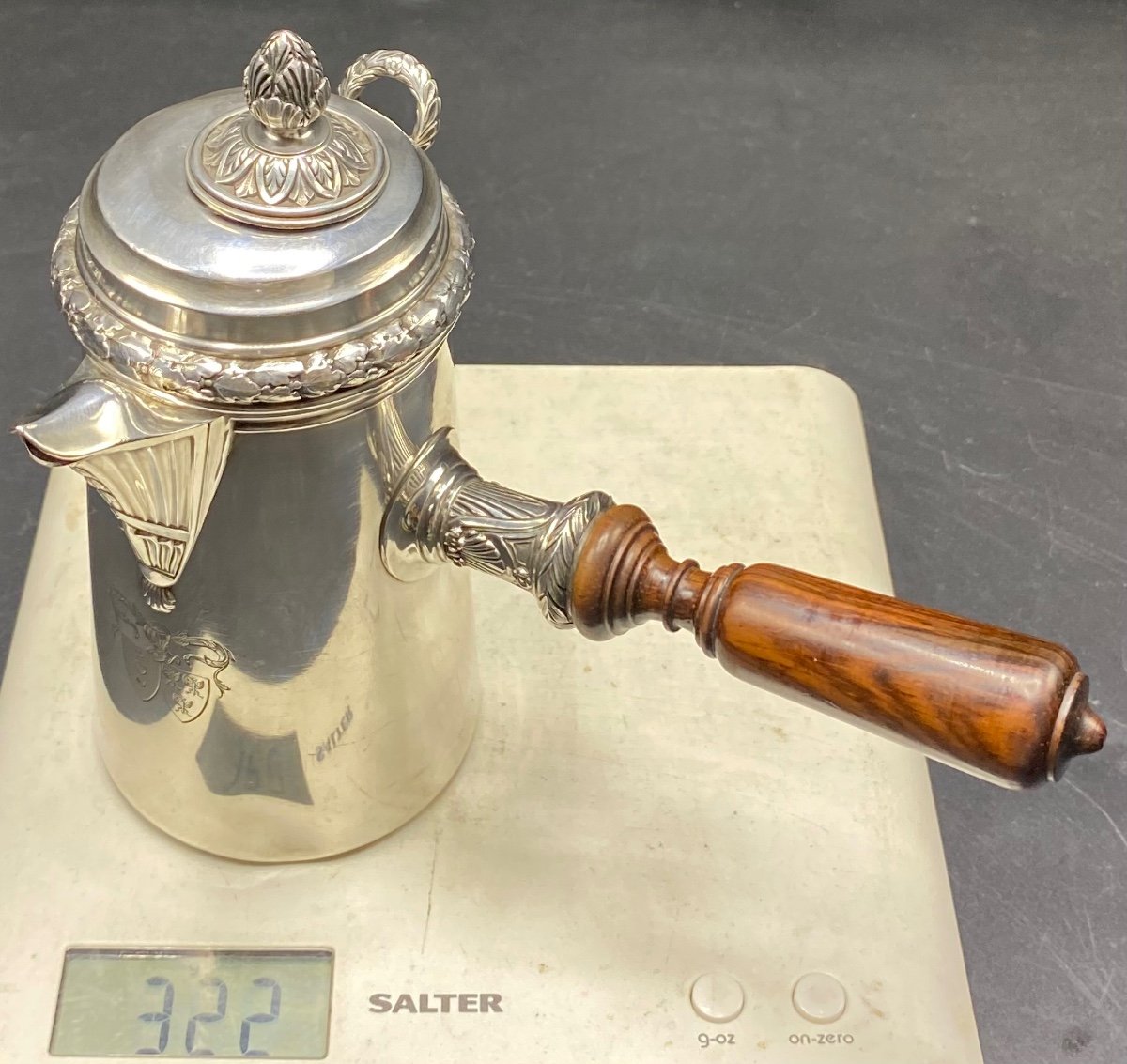 A Small Selfish Chocolate Maker In Solid Silver From The 19th Century By Risler & Carré-photo-8