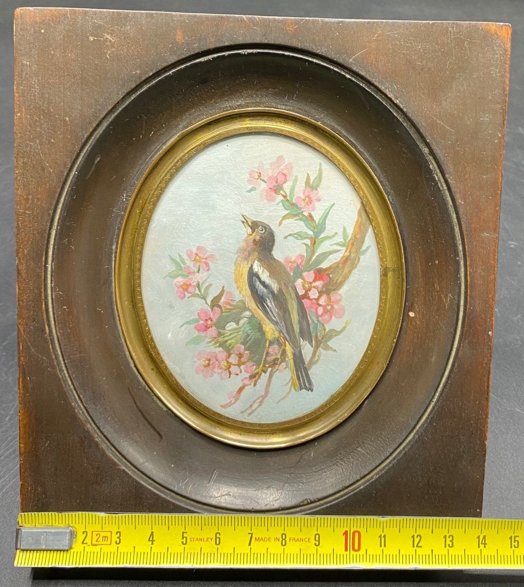 Miniature Gouache Sur Papier Française Vers 1870-photo-2