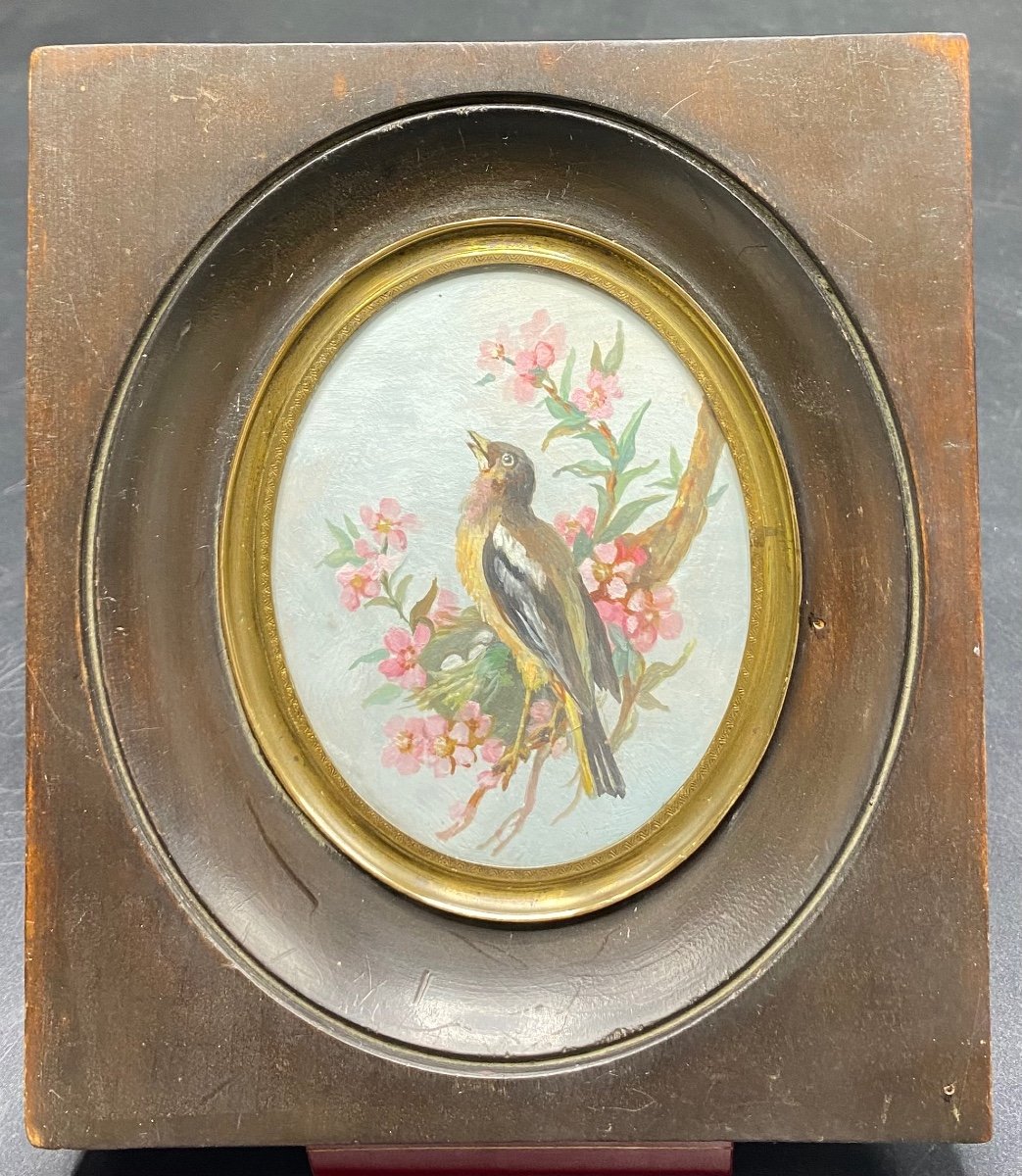 Miniature Gouache Sur Papier Française Vers 1870