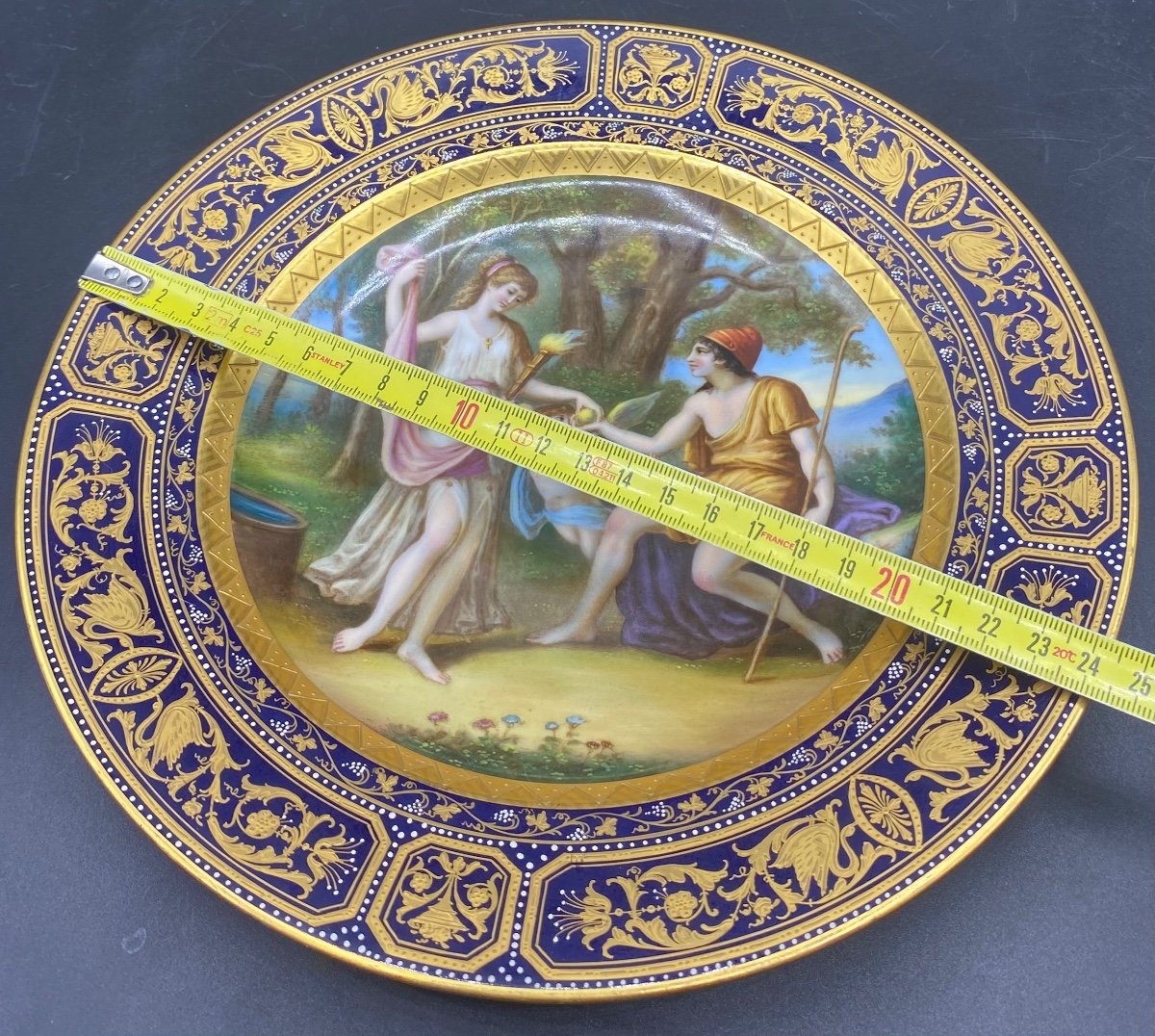 Decorative Deep Plate In Vienne Autriche Painted And Gilded Enameled Porcelain Circa 1900-photo-4