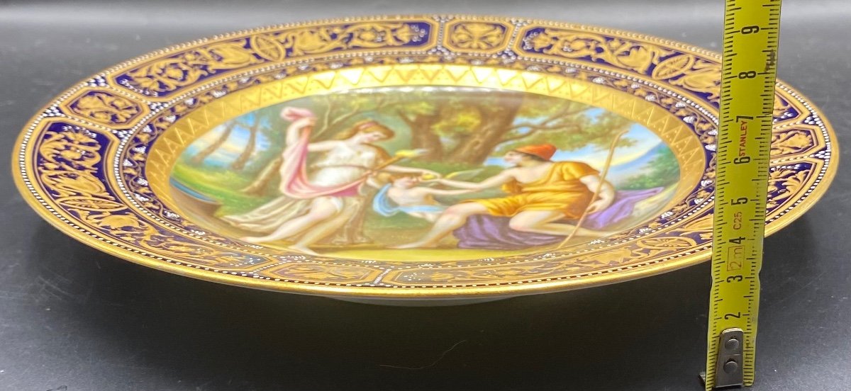 Decorative Deep Plate In Vienne Autriche Painted And Gilded Enameled Porcelain Circa 1900-photo-5