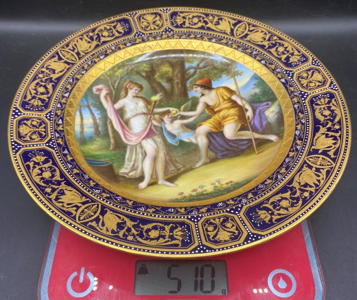 Decorative Deep Plate In Vienne Autriche Painted And Gilded Enameled Porcelain Circa 1900-photo-7