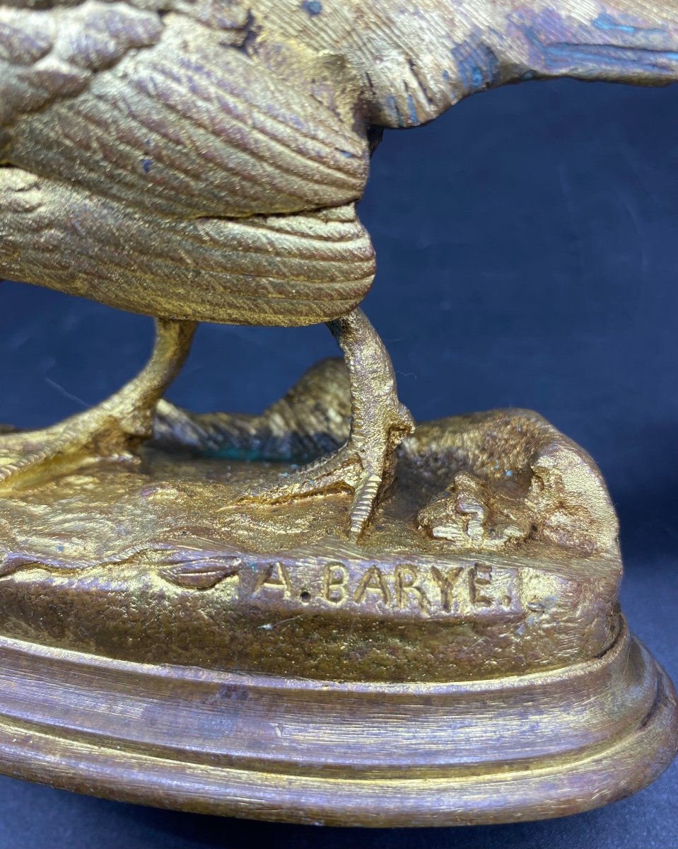 Pheasant Hen Subject In Gilded Cast Bronze From China, Late 19th Century By Alfred Barye-photo-1