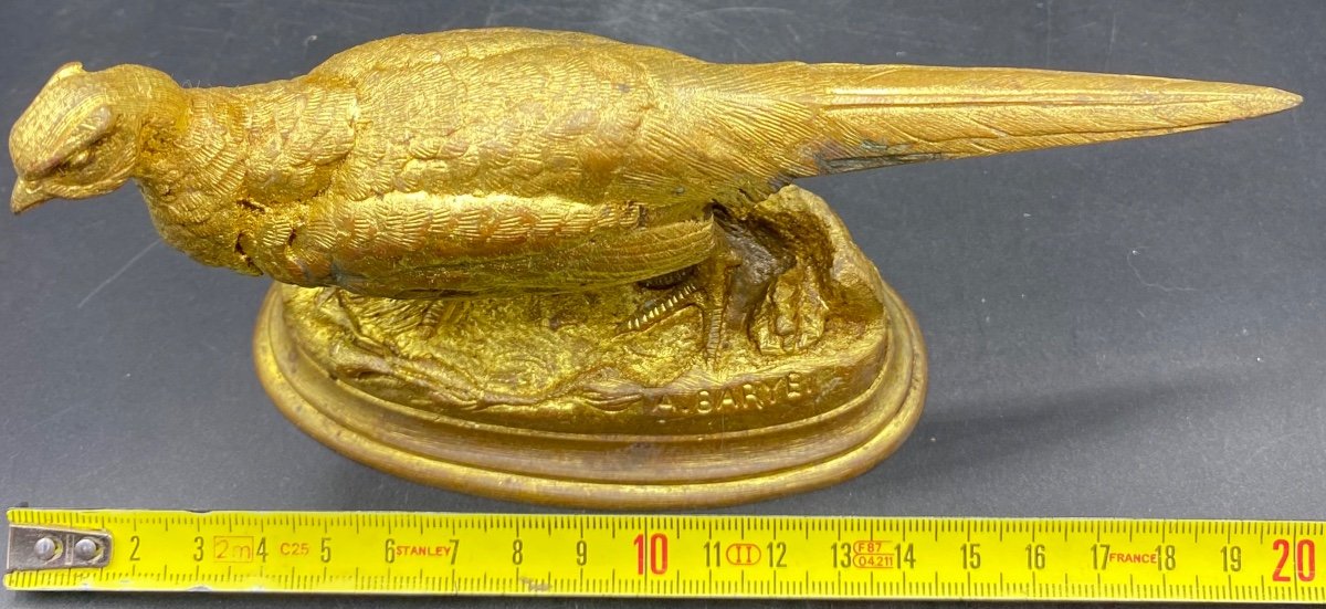 Pheasant Hen Subject In Gilded Cast Bronze From China, Late 19th Century By Alfred Barye-photo-5