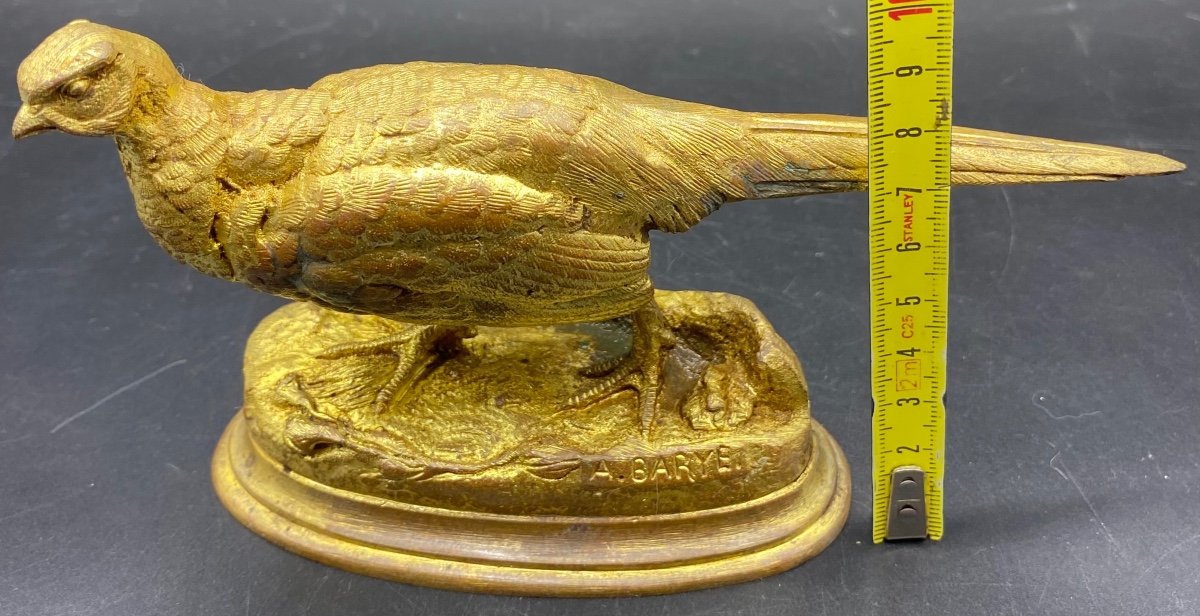 Pheasant Hen Subject In Gilded Cast Bronze From China, Late 19th Century By Alfred Barye-photo-6