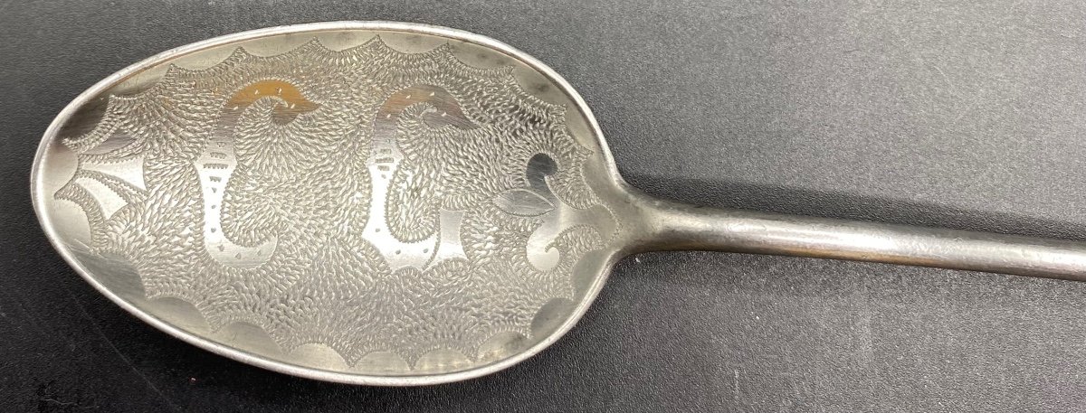 Cuillère à Soupe En Aluminium Gravé Daté 1919 Française Travail De Tranchée -photo-1