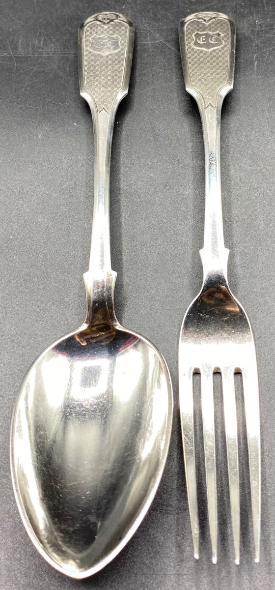 Russian Solid Silver Table Fork And Spoon Dated 1864 The Konstantin Pets-photo-4