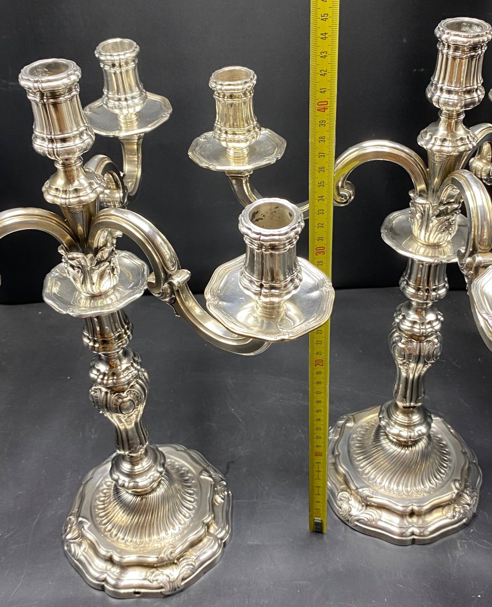 Pair Of 18th Century Solid Silver Candelabra By Balzac Edmé Pierre Paris Circa 1740/50-photo-4