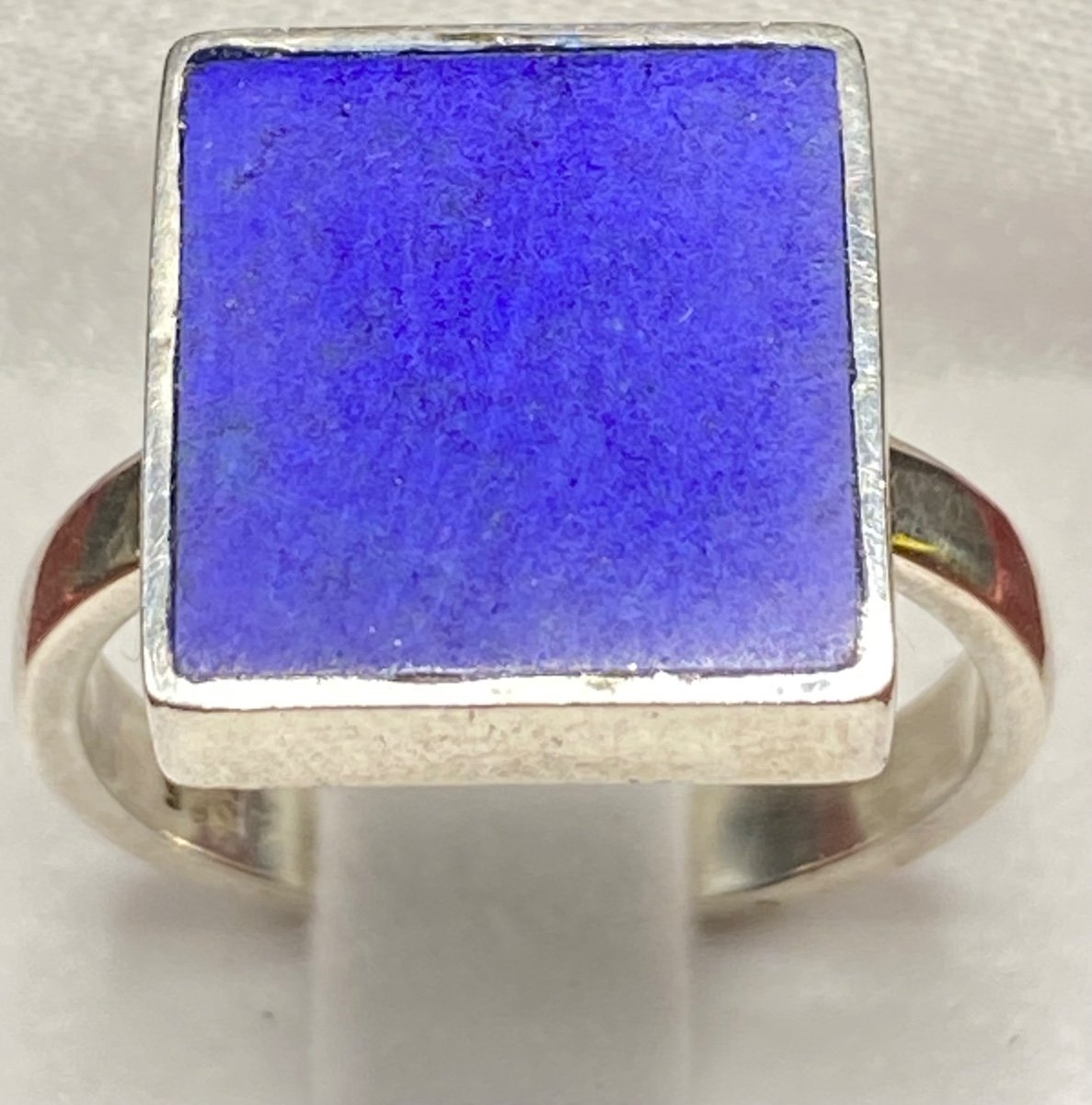 Bague En Argent Massif Et Lapis - Lazuli Vers 1940/50 Brésil-photo-1