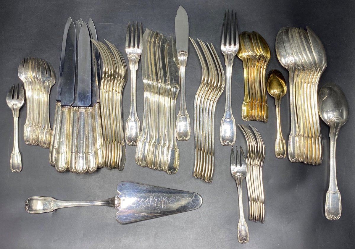 Solid Silver Cutlery Set For 8 People From Christofle From The 1970s/80s-photo-2