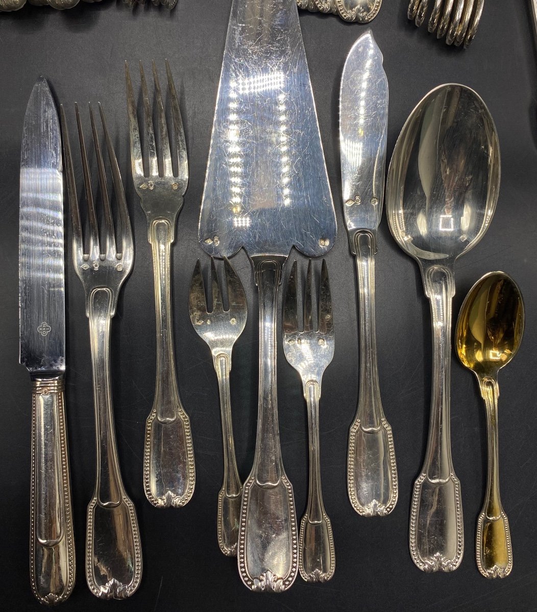 Solid Silver Cutlery Set For 8 People From Christofle From The 1970s/80s-photo-3