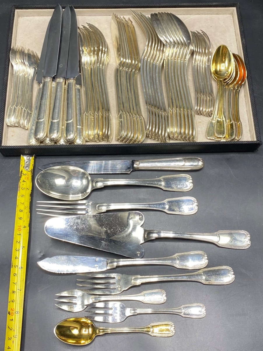 Solid Silver Cutlery Set For 8 People From Christofle From The 1970s/80s-photo-6