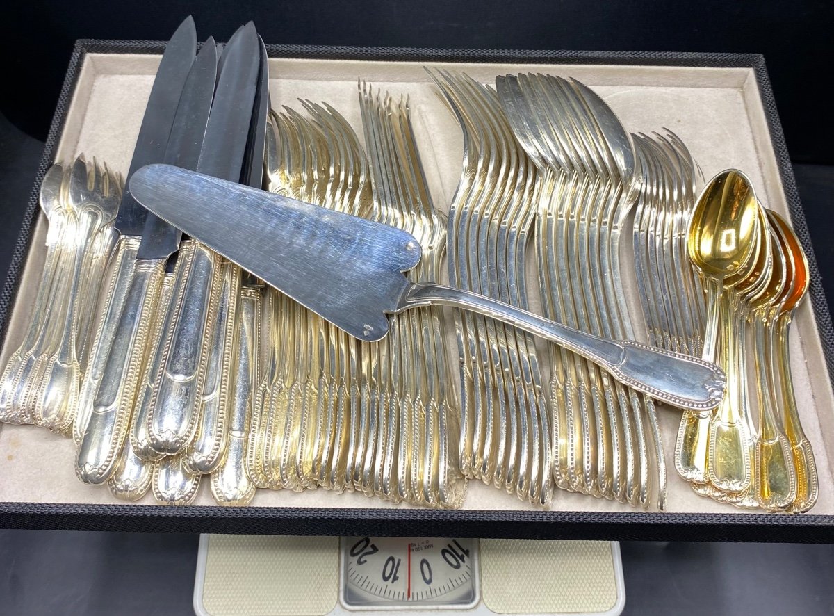 Solid Silver Cutlery Set For 8 People From Christofle From The 1970s/80s-photo-7