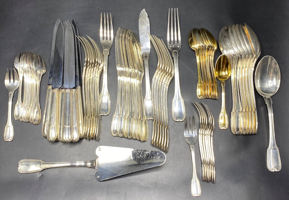 Solid Silver Cutlery Set For 8 People From Christofle From The 1970s/80s