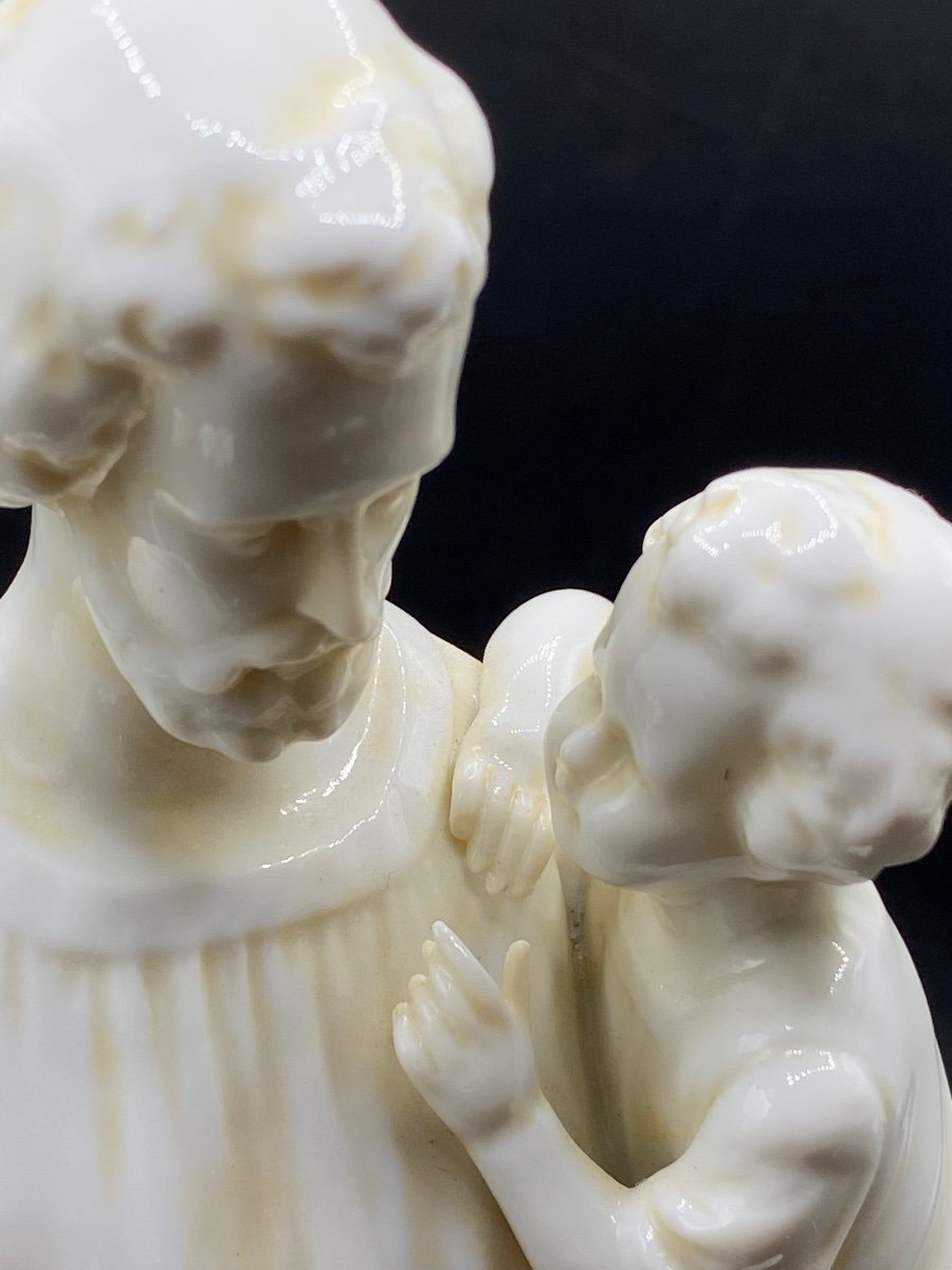 Sujet Religieux Saint Joseph Et L’enfant Porcelaine De Saxe Vers 1930-photo-3