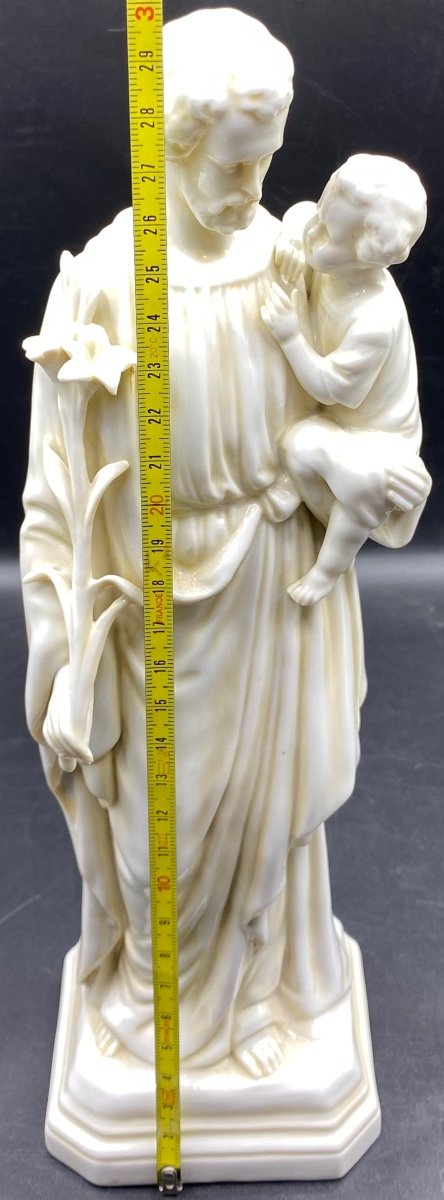 Sujet Religieux Saint Joseph Et L’enfant Porcelaine De Saxe Vers 1930-photo-6