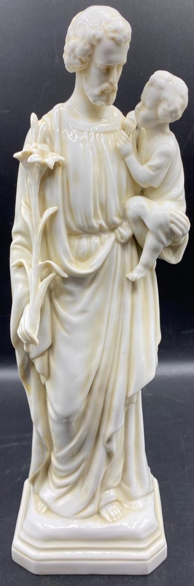 Sujet Religieux Saint Joseph Et L’enfant Porcelaine De Saxe Vers 1930