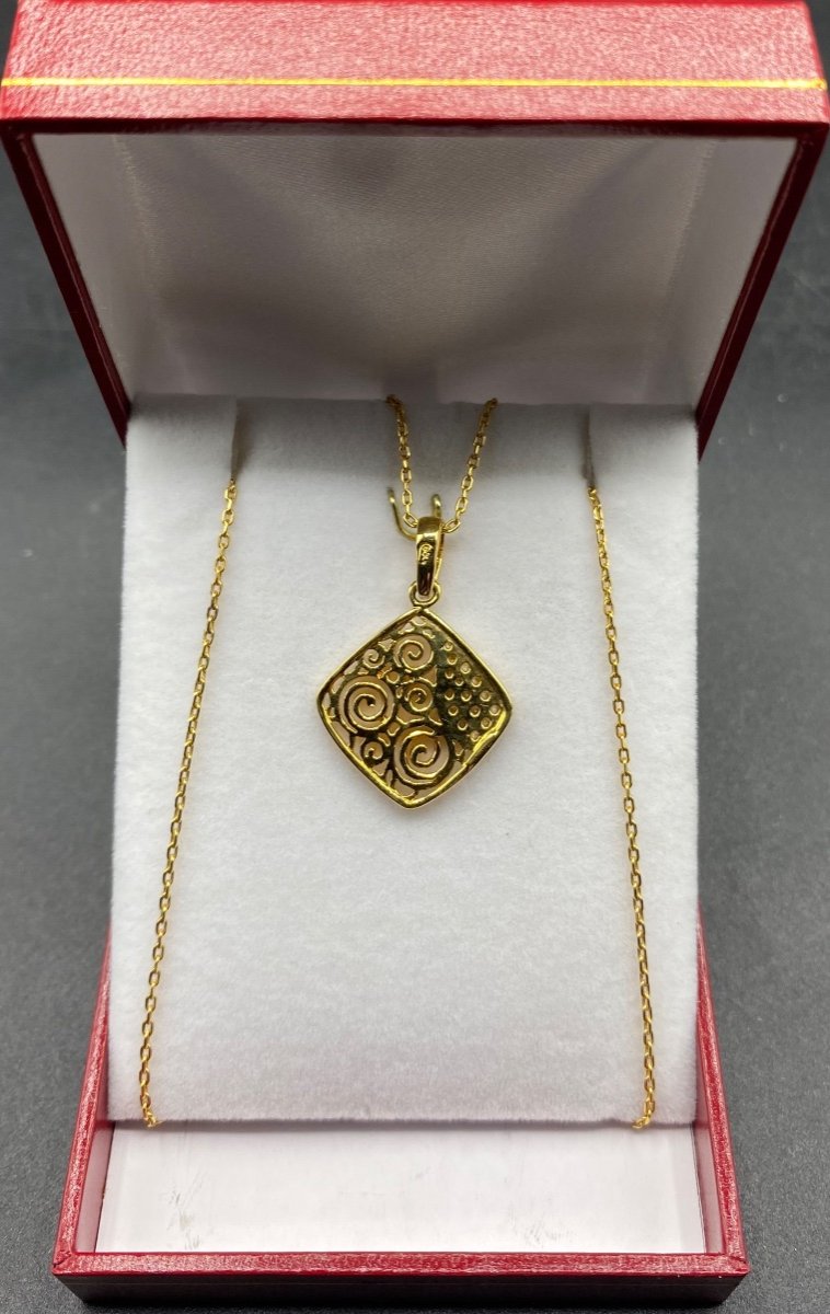 French Gold Plated And Zirconium Oxide Pendant Circa 1960/70-photo-2