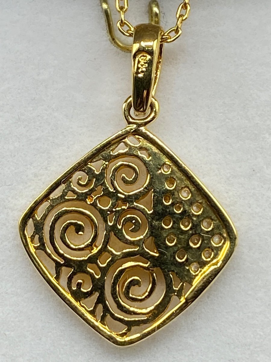 French Gold Plated And Zirconium Oxide Pendant Circa 1960/70-photo-3