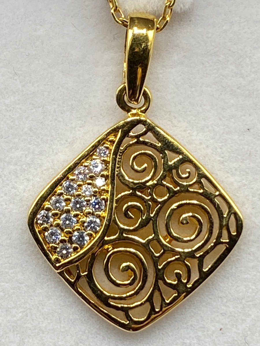 French Gold Plated And Zirconium Oxide Pendant Circa 1960/70-photo-4