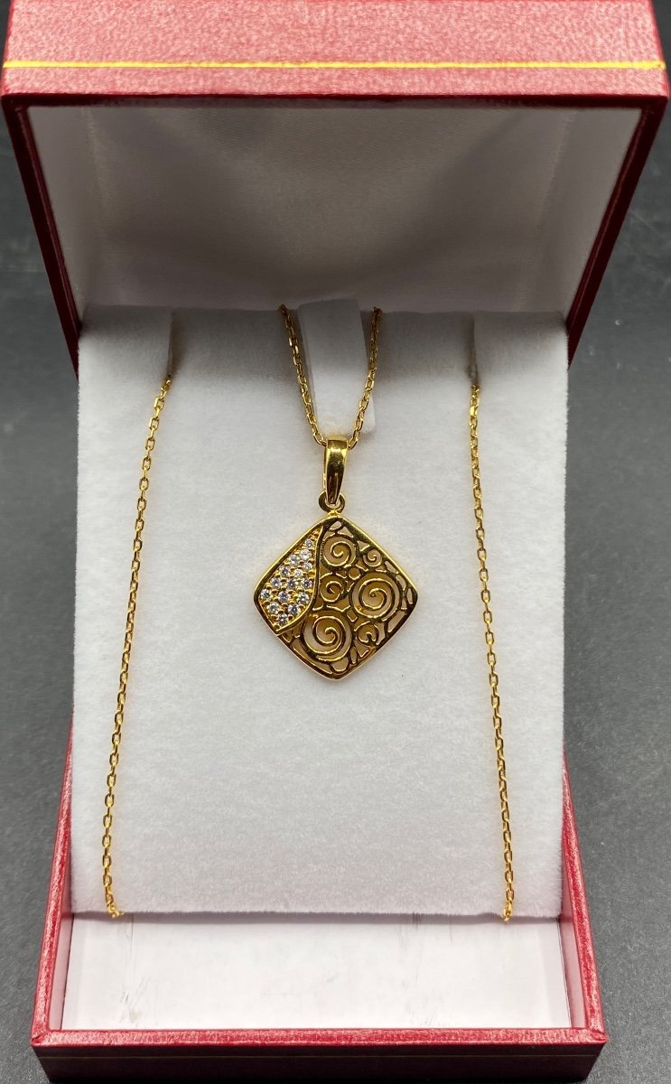 French Gold Plated And Zirconium Oxide Pendant Circa 1960/70-photo-1