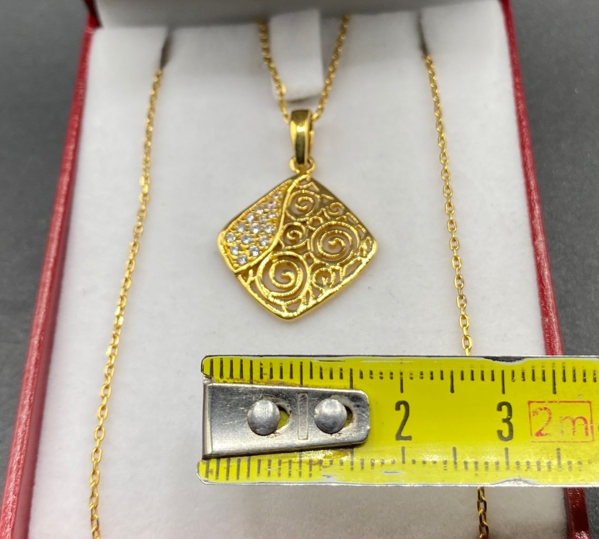 French Gold Plated And Zirconium Oxide Pendant Circa 1960/70-photo-3