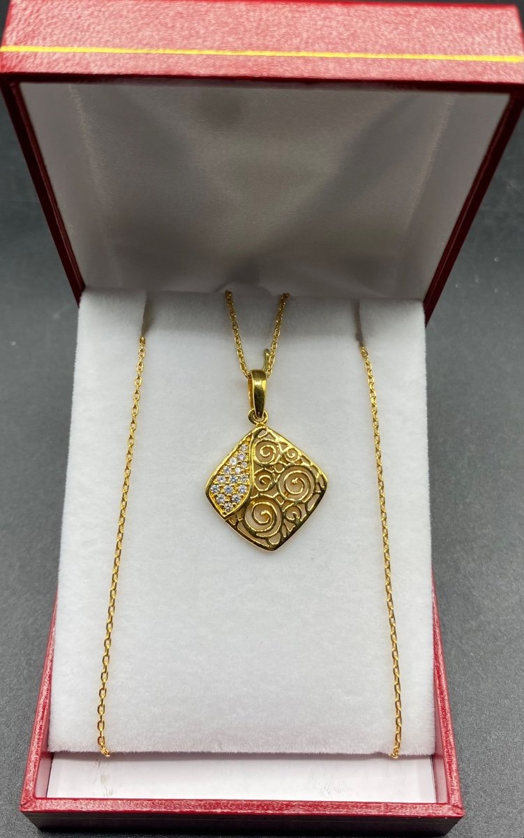 French Gold Plated And Zirconium Oxide Pendant Circa 1960/70