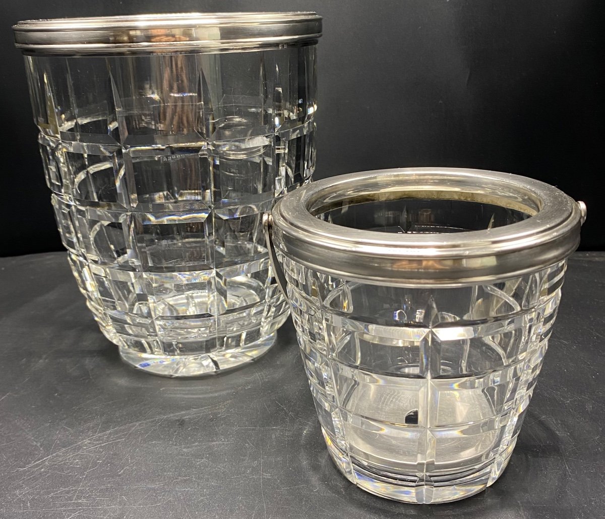 1930s Baccarat And Victor Sablier Crystal Champagne Bucket And Ice Bucket-photo-4