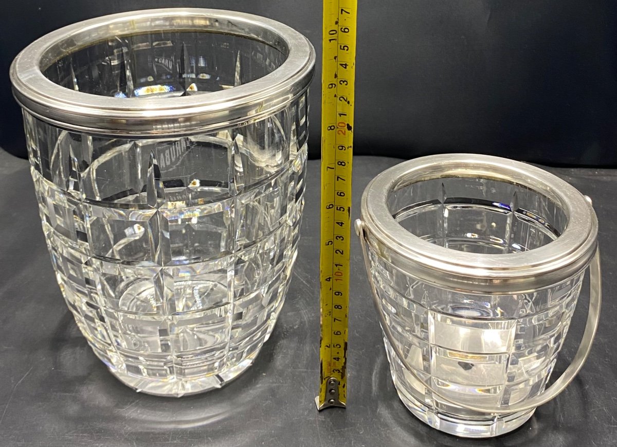 1930s Baccarat And Victor Sablier Crystal Champagne Bucket And Ice Bucket-photo-5