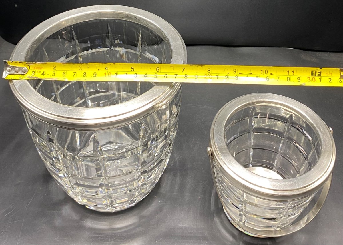 1930s Baccarat And Victor Sablier Crystal Champagne Bucket And Ice Bucket-photo-7