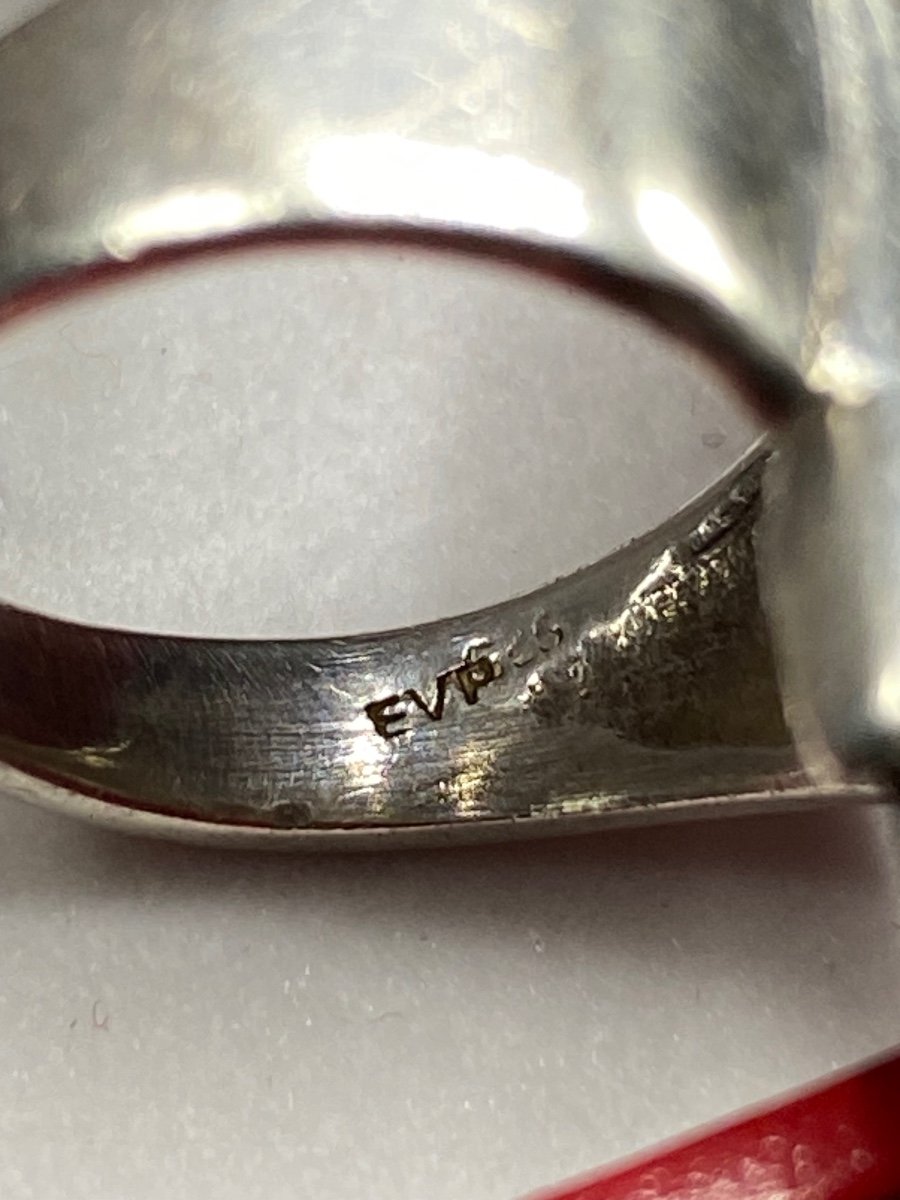 1960s French Solid Silver Mixed Ring By Evp-photo-2