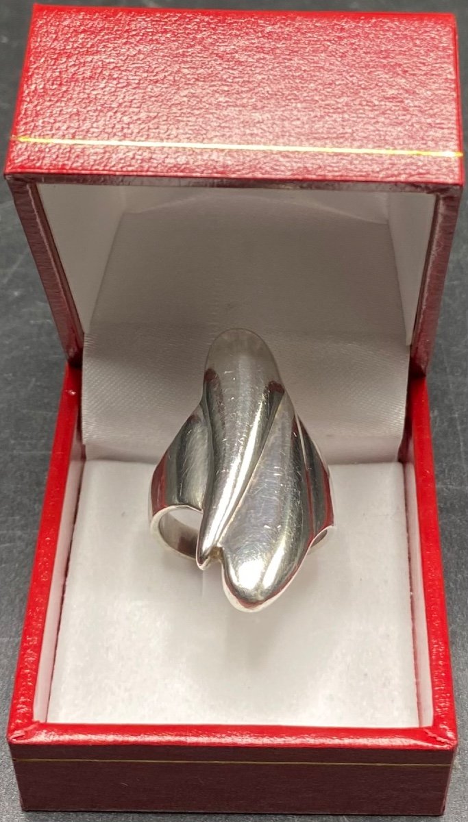 1960s French Solid Silver Mixed Ring By Evp