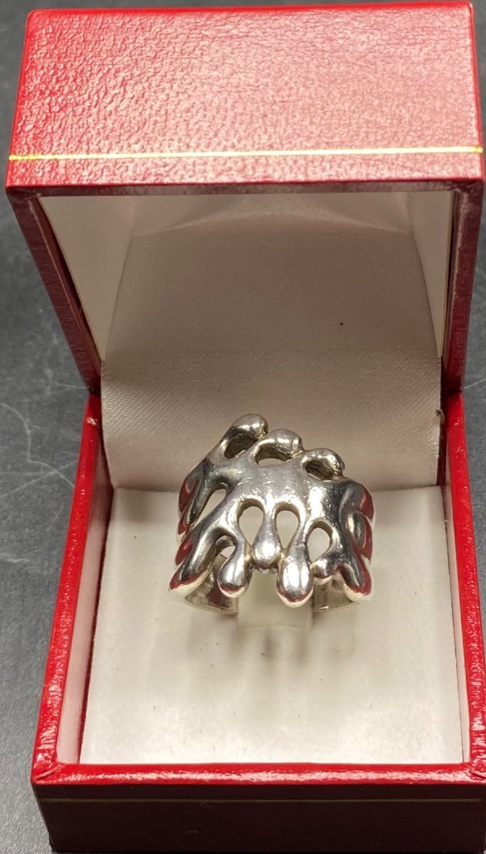 Bague En Argent Massif Des Années 1980 Européenne