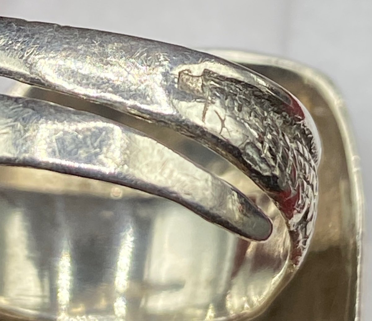 Bague En Argent Massif Et Nacre Française Des Années 1930-photo-3