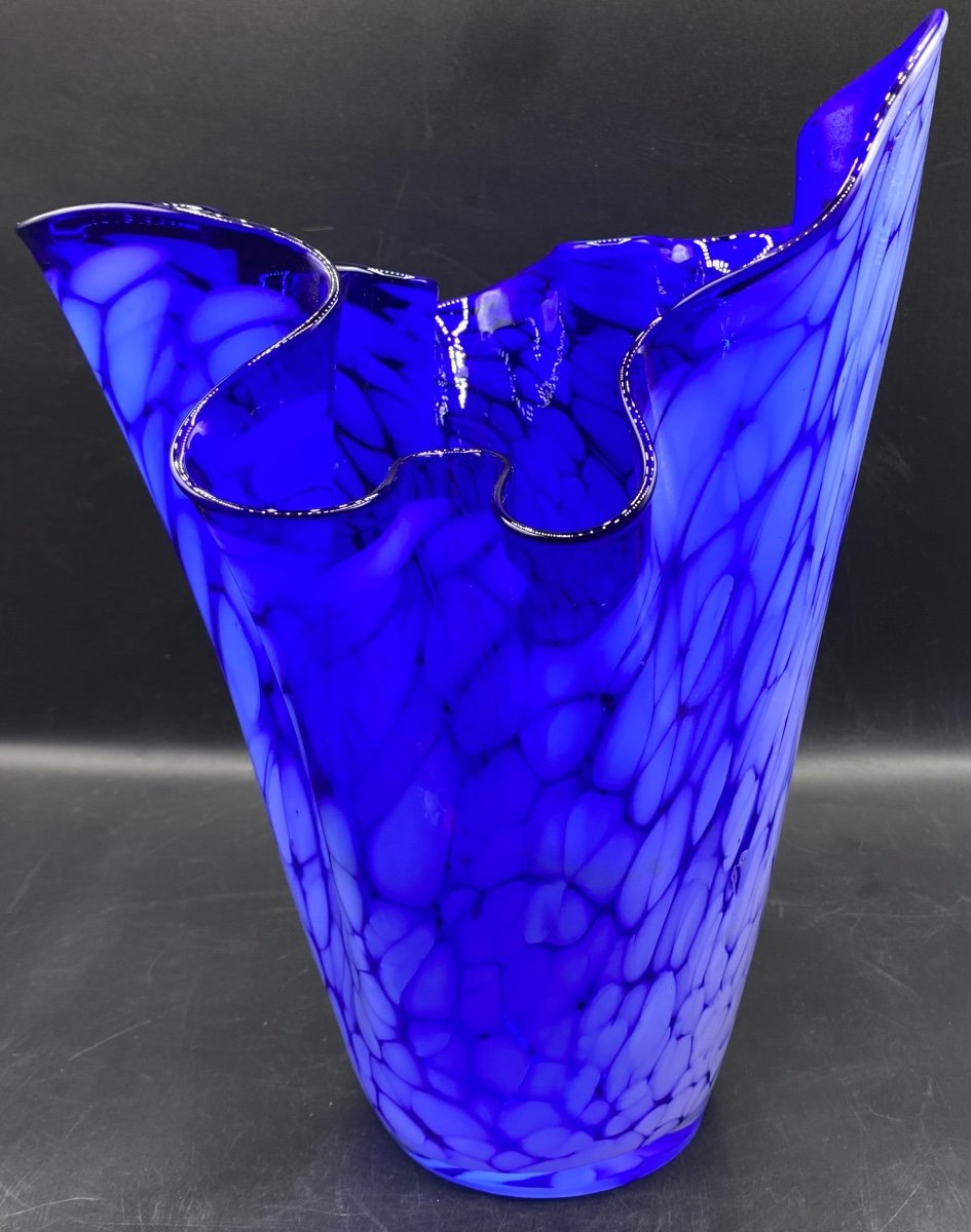 Murano Multi-layered Blown Glass Handkerchief Vase Circa 1970-photo-2