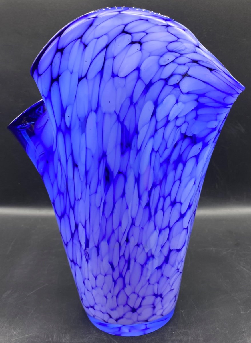 Murano Multi-layered Blown Glass Handkerchief Vase Circa 1970-photo-3