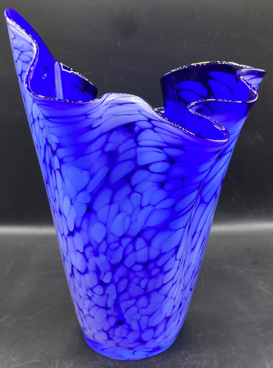 Murano Multi-layered Blown Glass Handkerchief Vase Circa 1970-photo-4