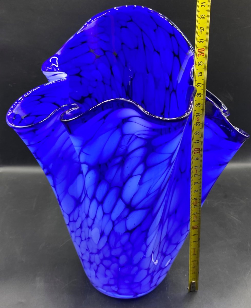 Murano Multi-layered Blown Glass Handkerchief Vase Circa 1970-photo-6