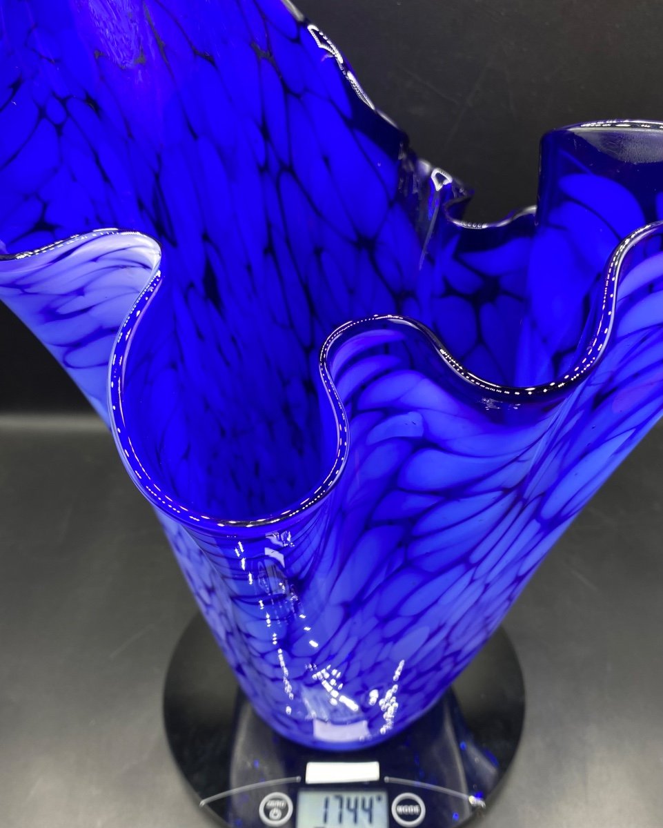 Murano Multi-layered Blown Glass Handkerchief Vase Circa 1970-photo-8