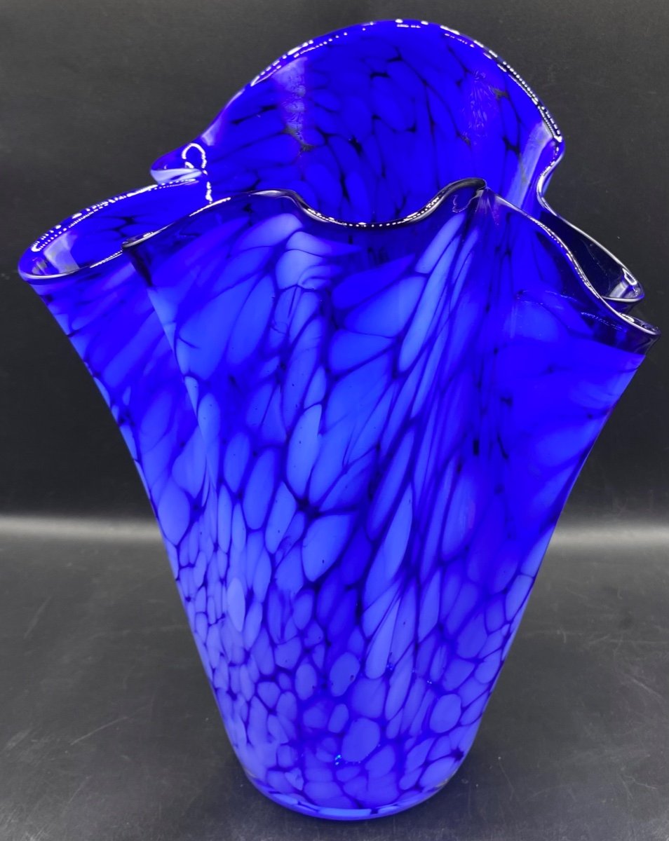 Murano Multi-layered Blown Glass Handkerchief Vase Circa 1970