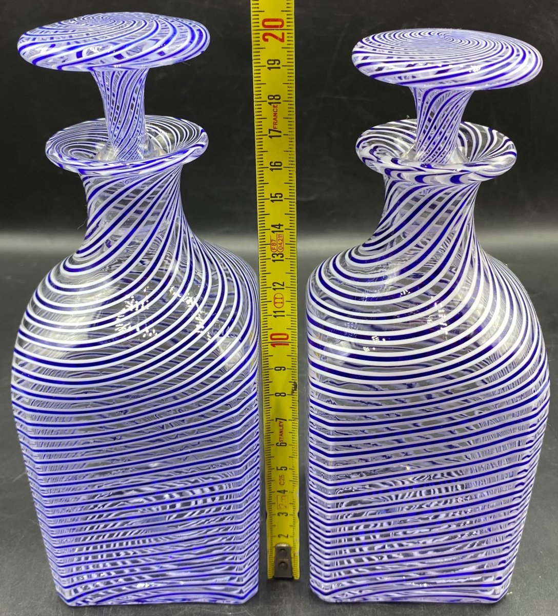 Pair Of Clichy Crystal Decanters Circa 1880 Blown In Layers And Multiple Colors -photo-6