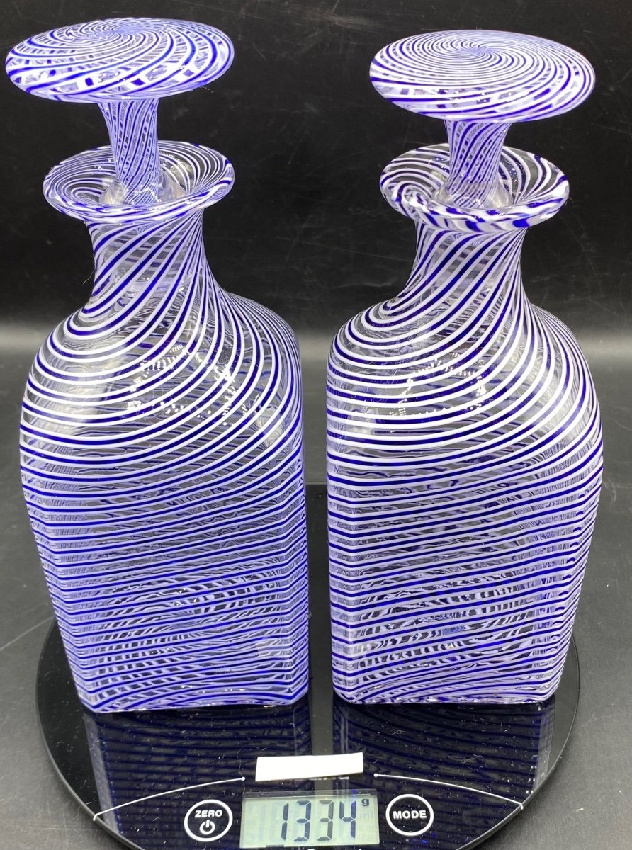 Pair Of Clichy Crystal Decanters Circa 1880 Blown In Layers And Multiple Colors -photo-7