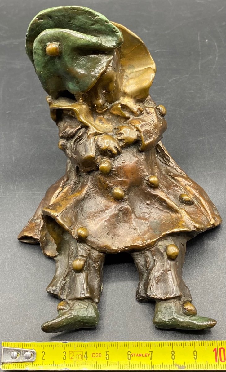 Sujet Petit Polichinelle Endormi En Bronze à Cire Perdu Numéroté Par Yvette Lamoureux Daté 1992-photo-6